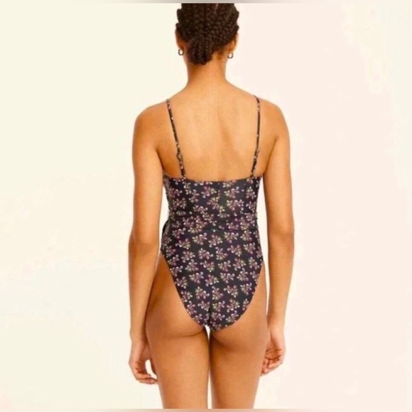 J.CREW | NWT TOPSTITCHED TIE WAIST ONE PIECE IN TWILIGHT BERRY SIZE 12 - Picture 3 of 11